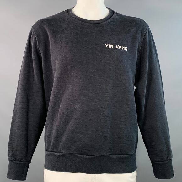 RAG & BONE Size XXL Yin Yang Black White Print Cotton Crew Neck Sweatshirt - Picture 1 of 11